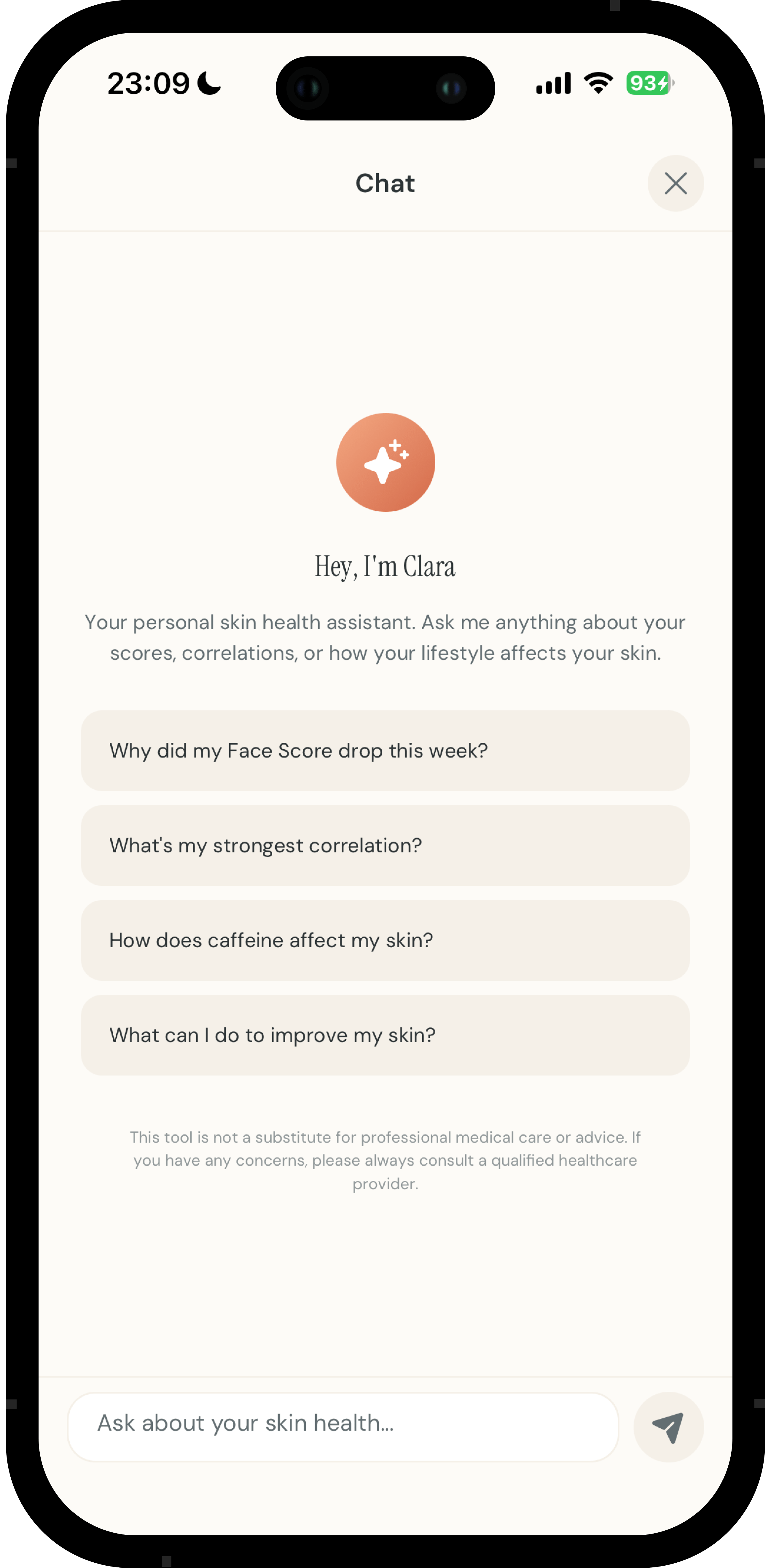 Clara, the EYVO AI skin companion